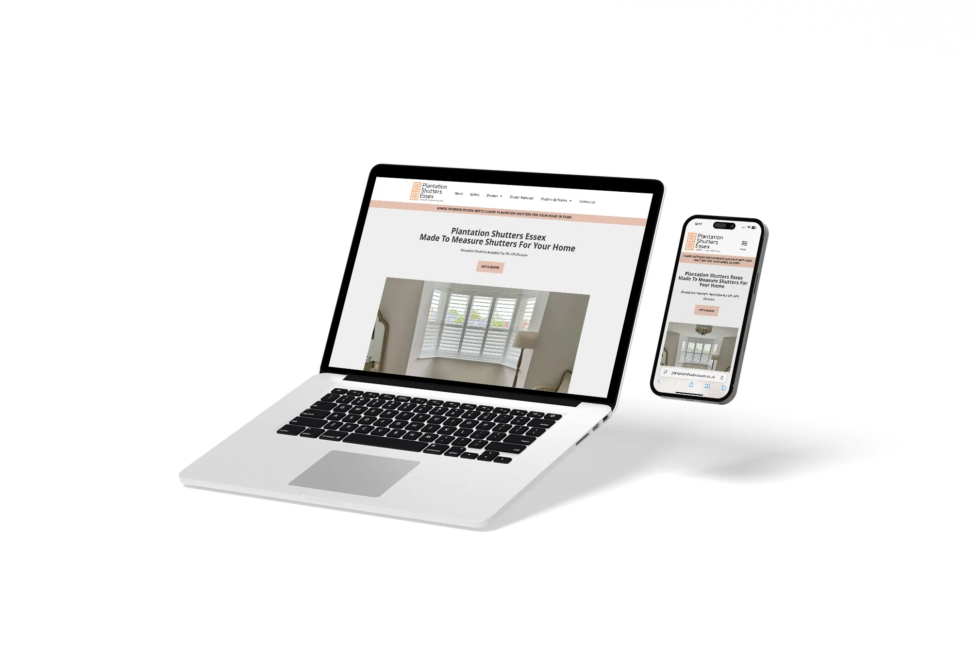 Brochure website shown on laptop and mobile devices