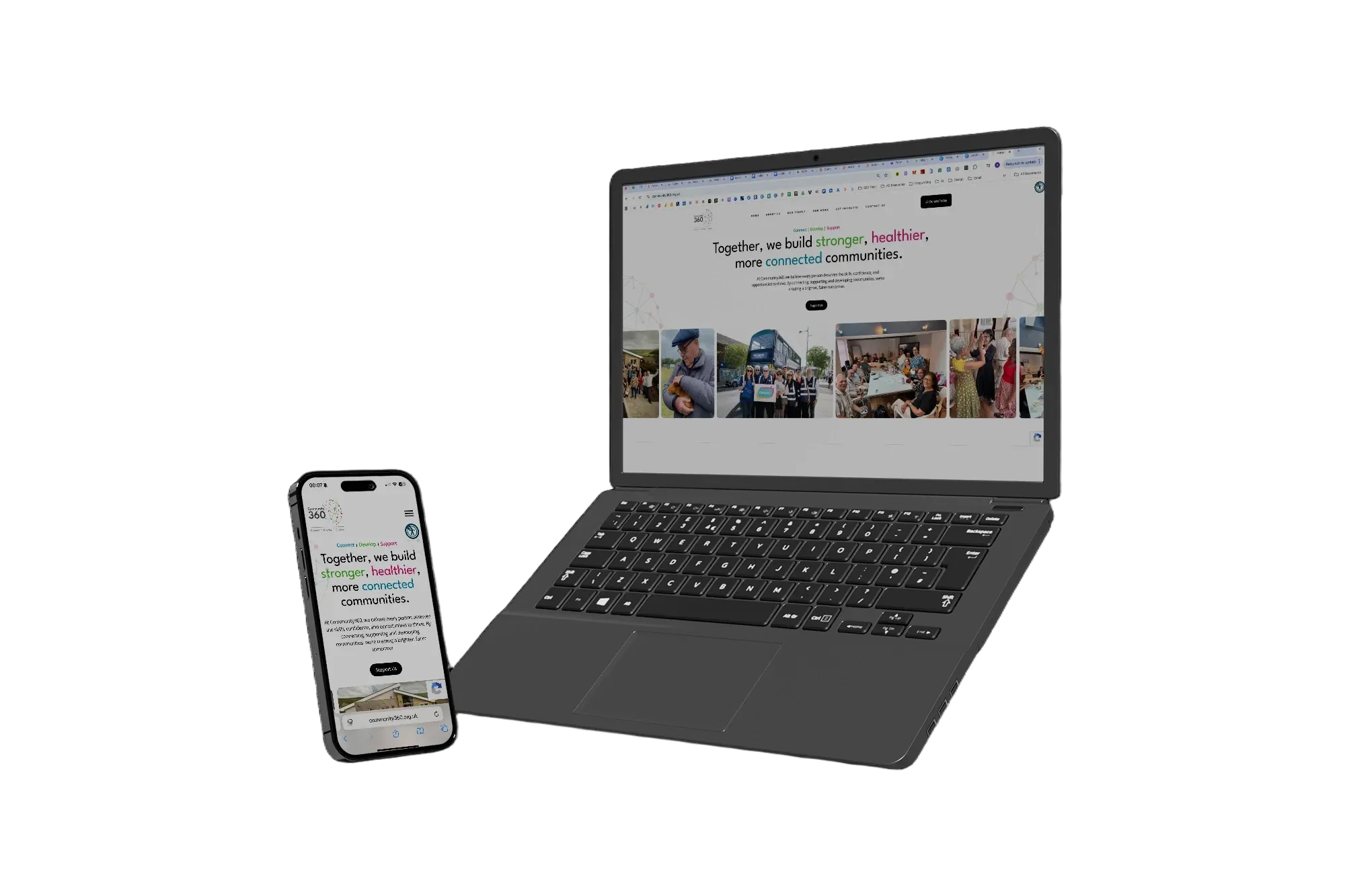 Community360 website shown on iMac - Web Design Essex Colchester