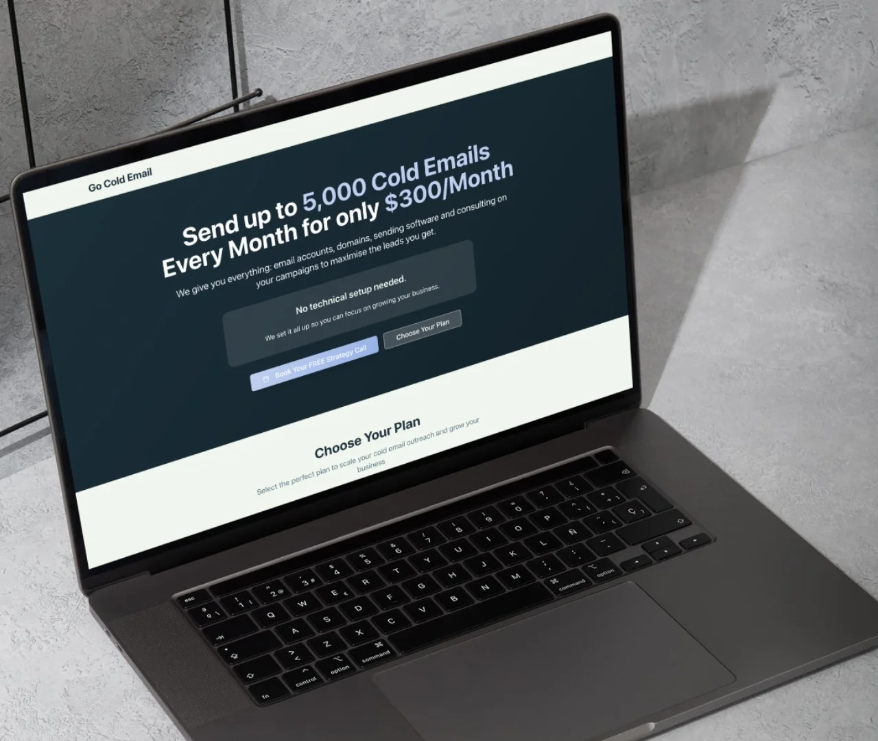 Go Cold Email website design