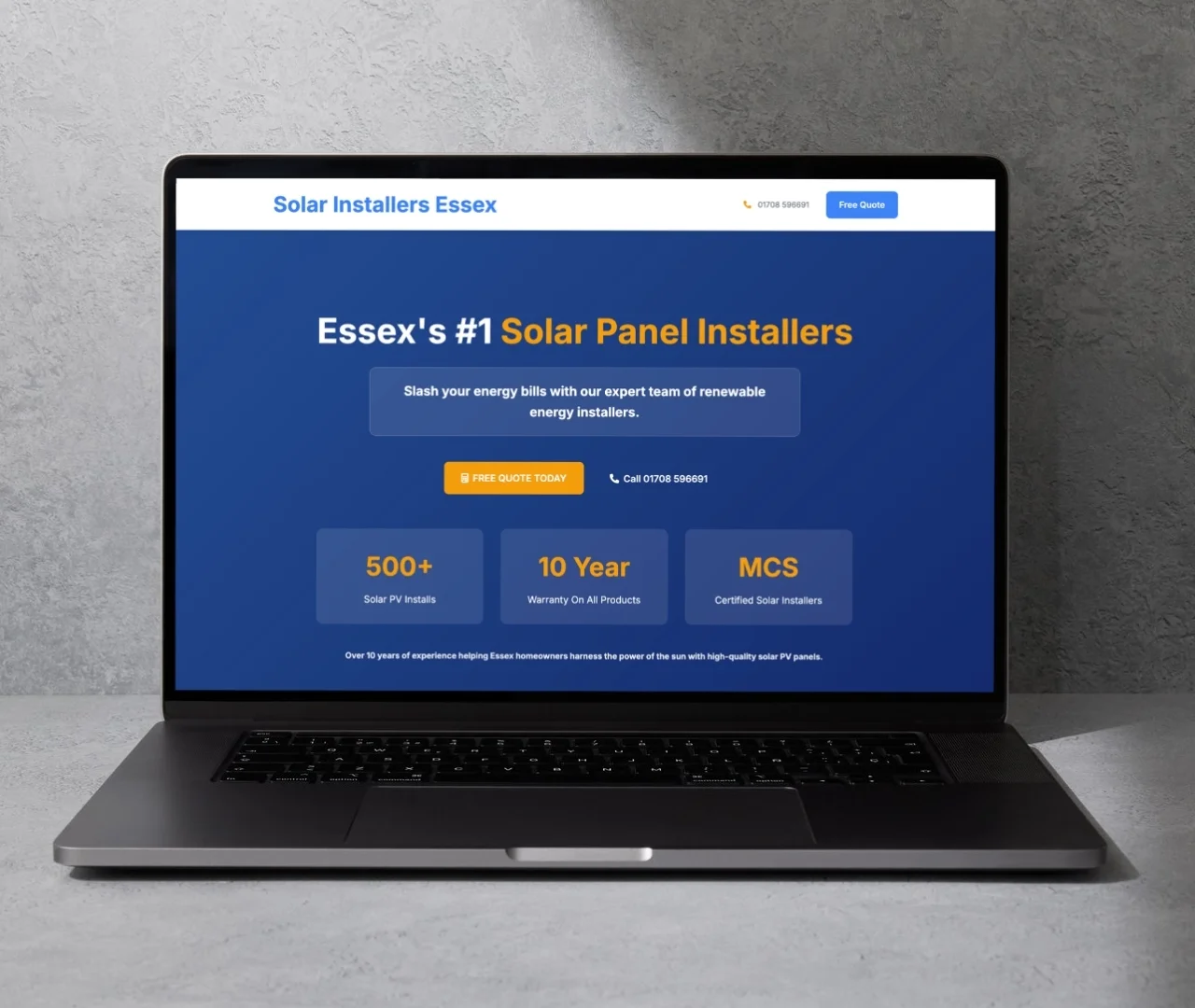 Solar Installers Essex website design